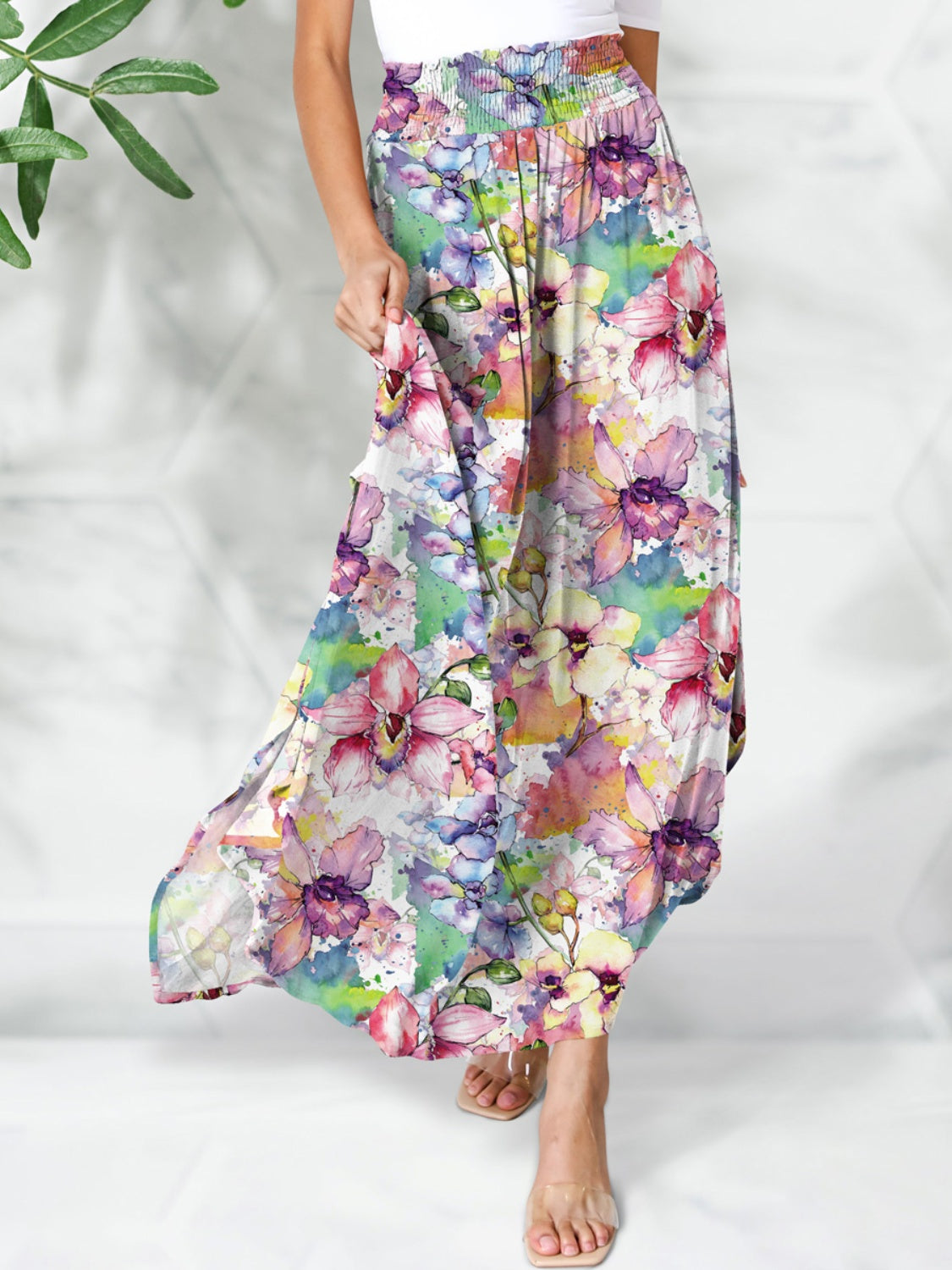 Smocked Printed Elastic Waist Maxi Skirt – Sweet Wildflower Boutique