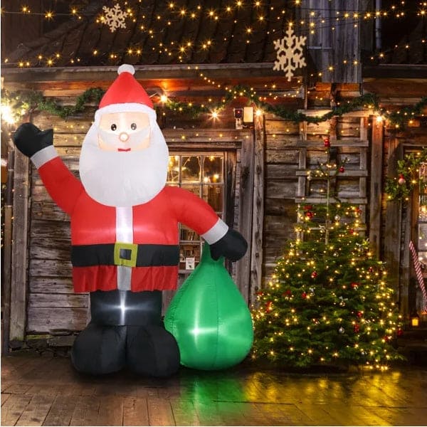 6 FT Lighted Christmas Inflatable Decoration, Inflatable Santa Claus With Large Gift Bag, Funny Blow Up Yard Decorations With Built-in LED Lights For Holiday Party Front Yard Lawn Garden Decor