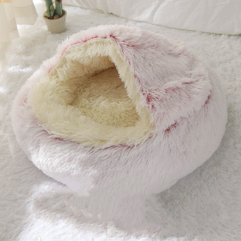 Crystal velvet warm round half-pack cat bed