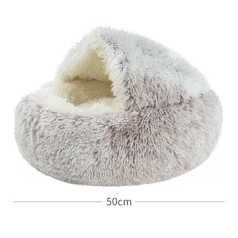 Crystal velvet warm round half-pack cat bed