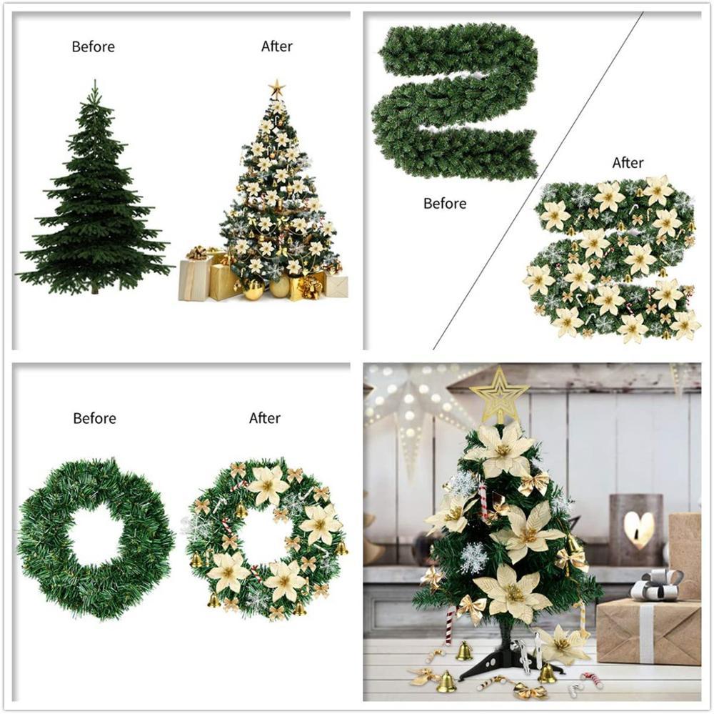 120 Pcs Christmas Flower Set Decoration Pendant