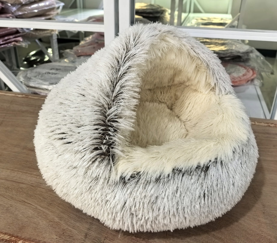 Crystal velvet warm round half-pack cat bed