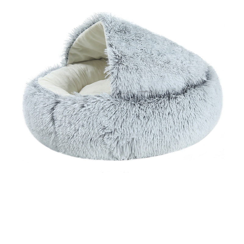 Crystal velvet warm round half-pack cat bed