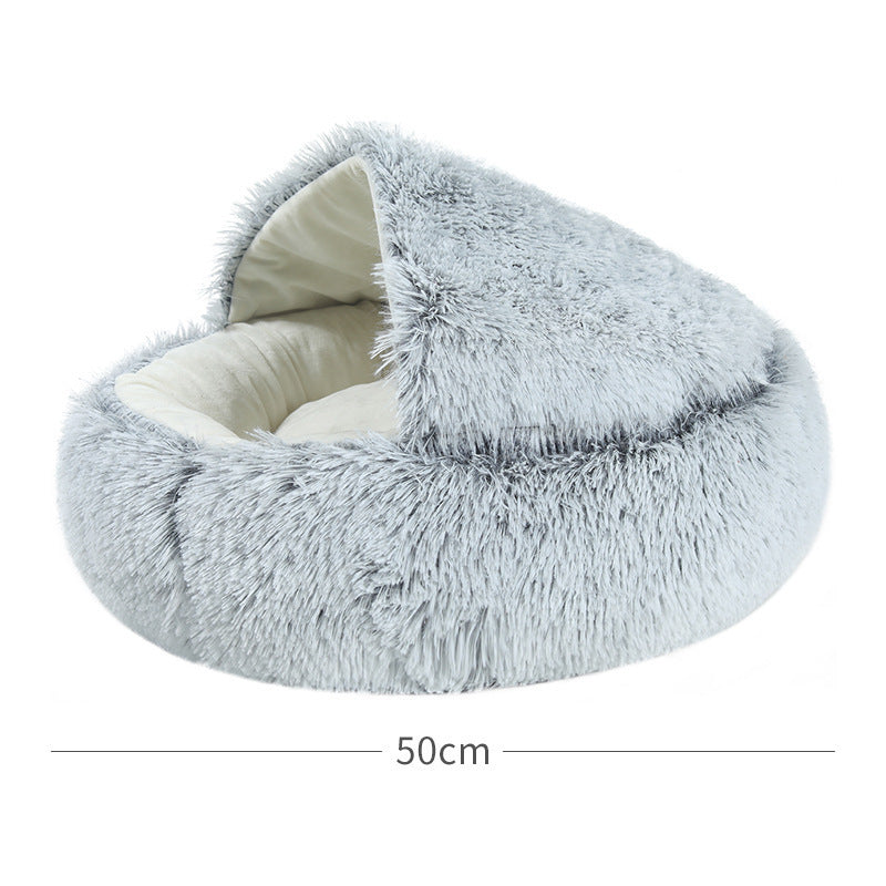 Crystal velvet warm round half-pack cat bed