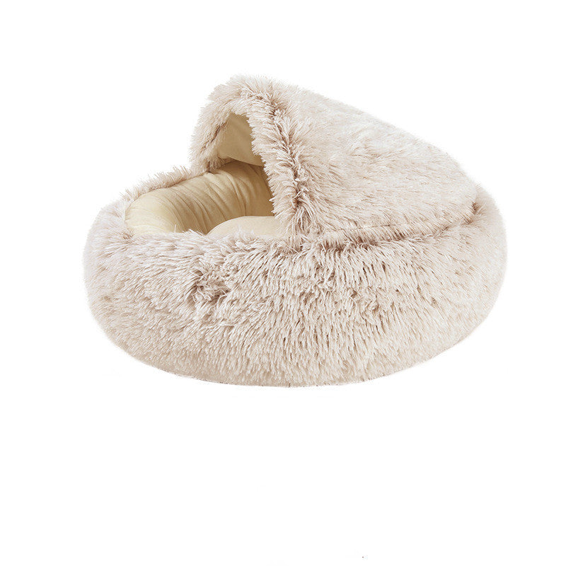 Crystal velvet warm round half-pack cat bed