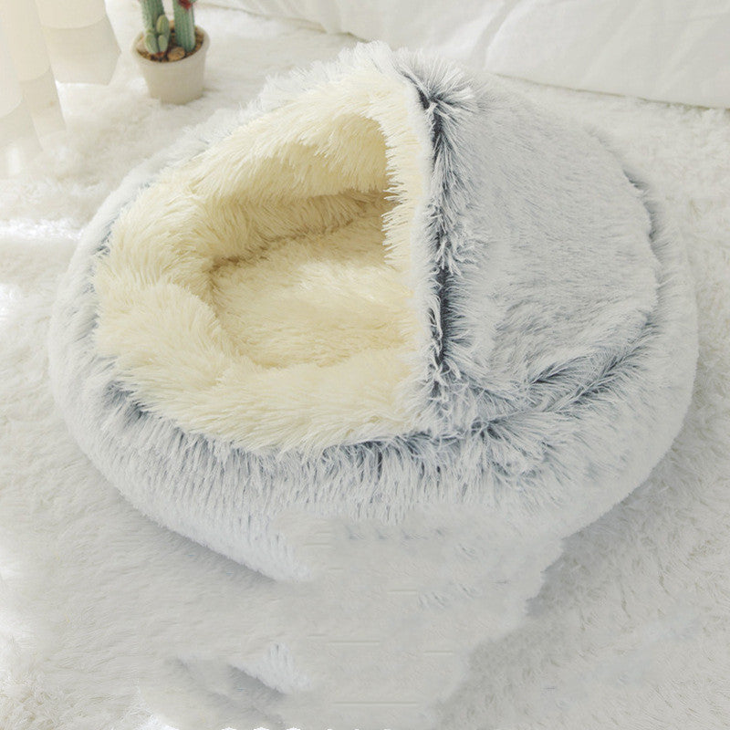 Crystal velvet warm round half-pack cat bed