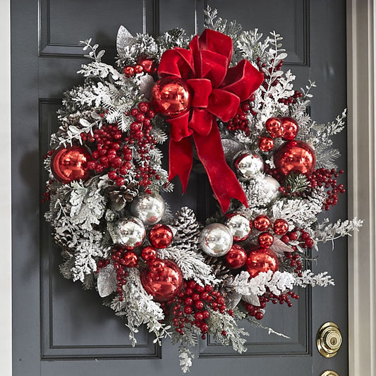 New Flocking Wreath Outdoor Decoration Door Hanging Christmas Wreath Rattan