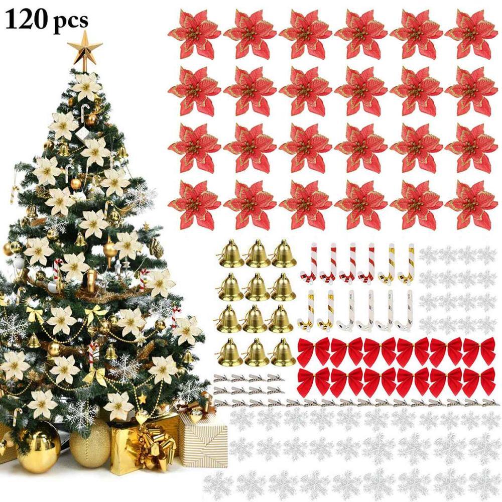 120 Pcs Christmas Flower Set Decoration Pendant