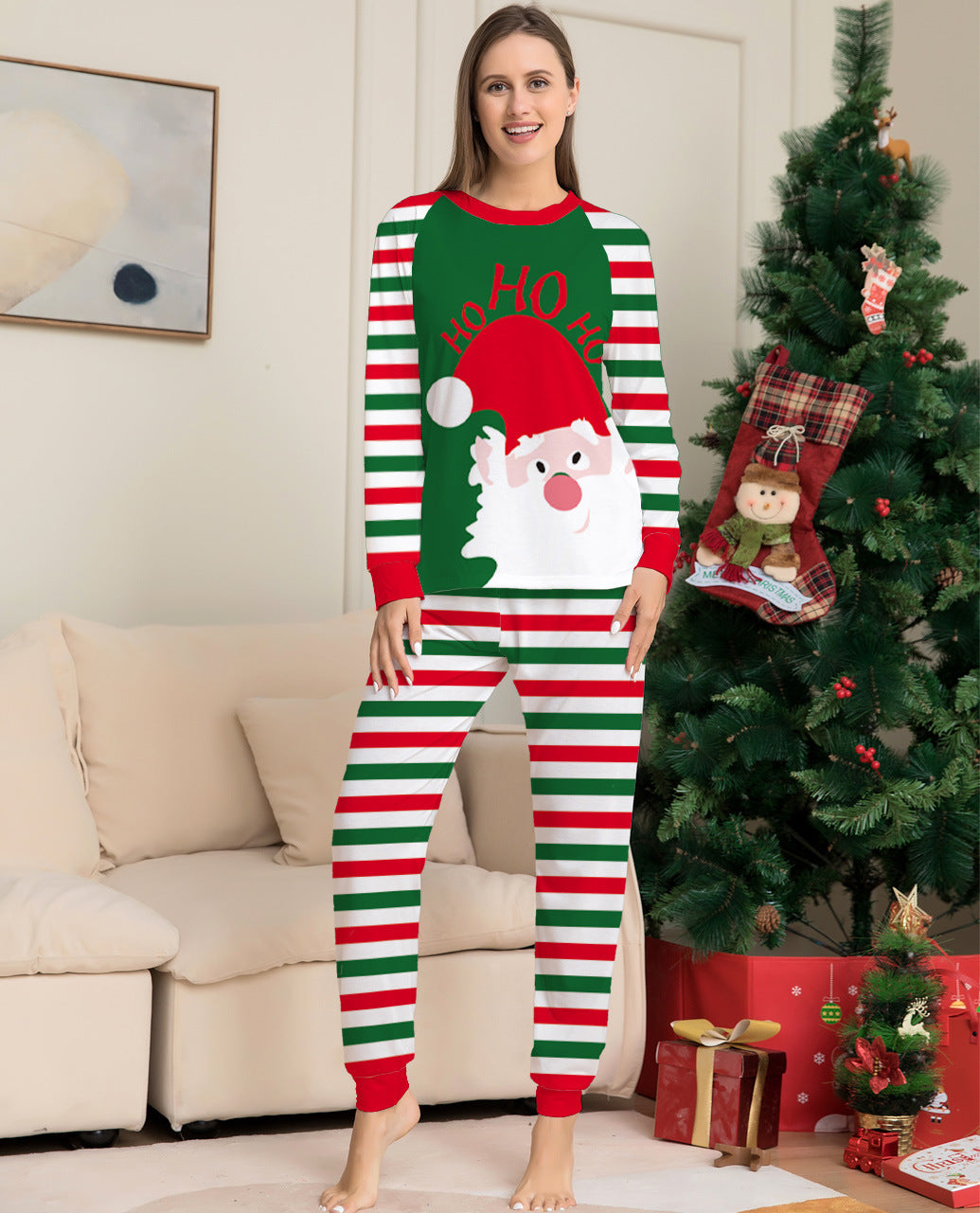 Old Man Striped Christmas Homecare Pajamas