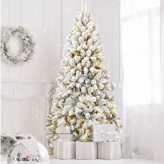 5ft Pre-lit Flocked Artificial Christmas Tree Environmentally Friendly Fireproof Artificial Christmas Flocked Tree