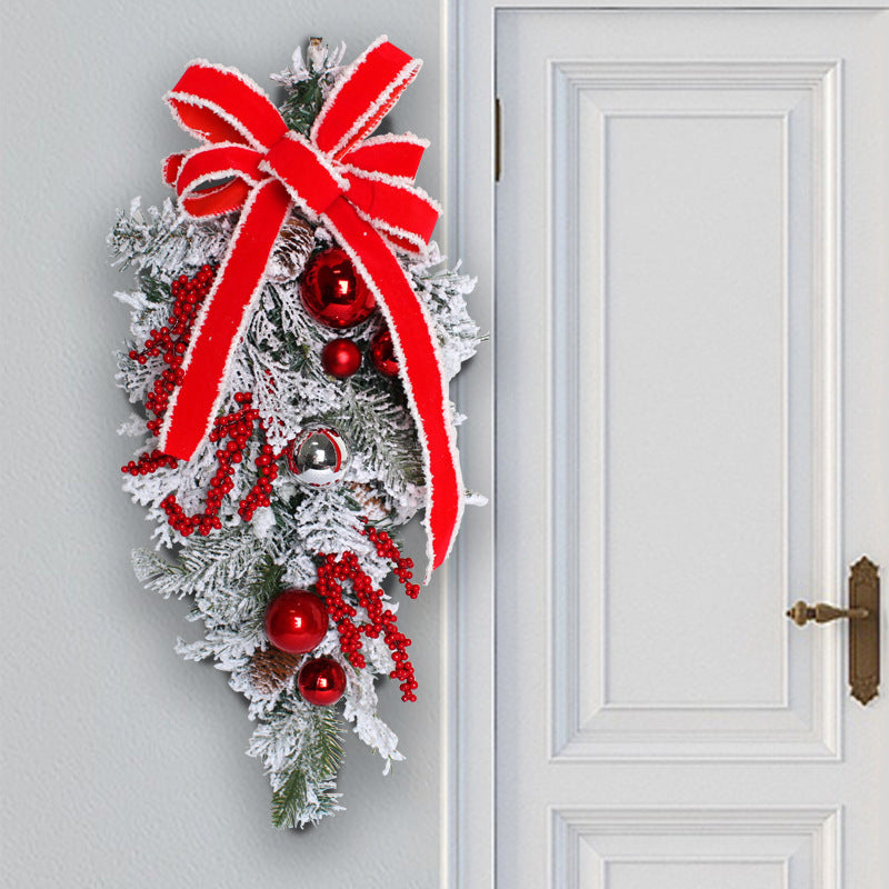 New Flocking Wreath Outdoor Decoration Door Hanging Christmas Wreath Rattan