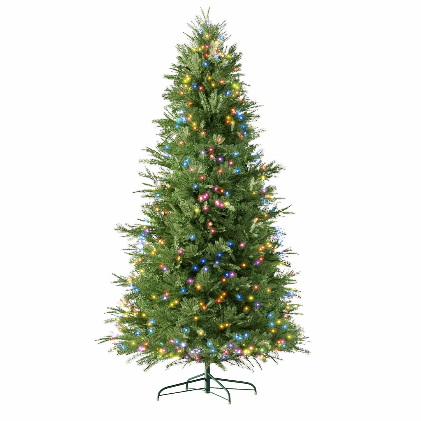 7.5 Feet Artificial Christmas Tree With Metal Stand, 550 Multi-color LED Lights, 2286 Branch Tips Green, Easy To Assemble For The Home 50 X 50 X 90 Inches