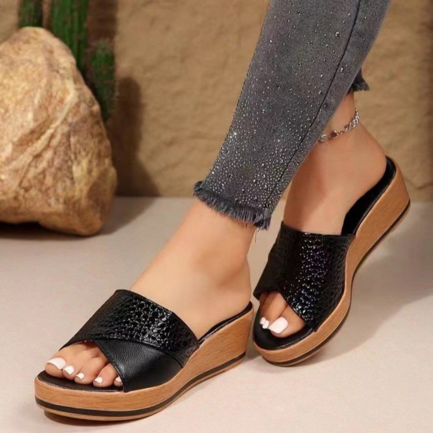 PU Leather Open Toe Sandals