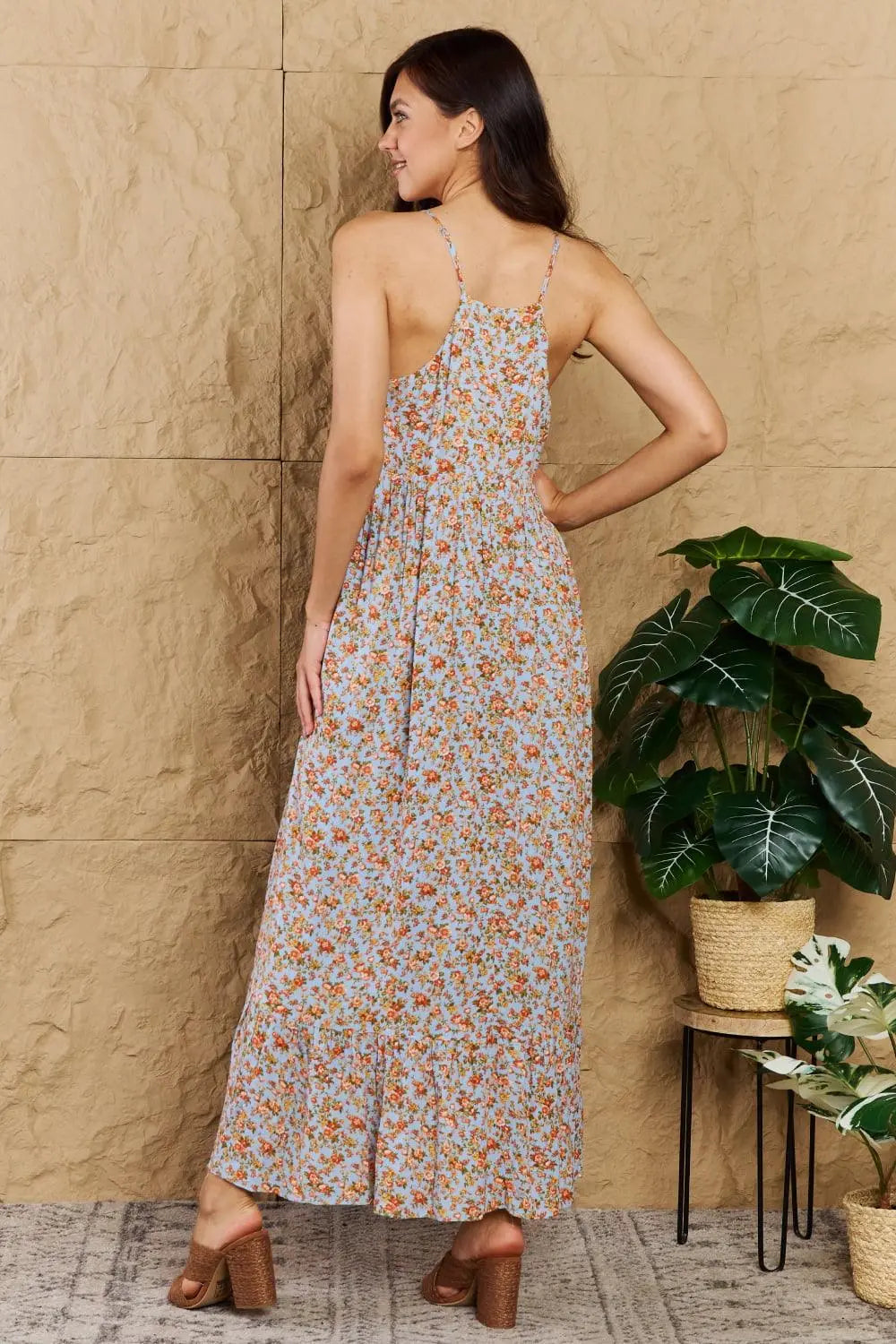 HEYSON Take Your Chances Full Size Floral Halter Neck Maxi Dress - Sweet Wildflower Boutique