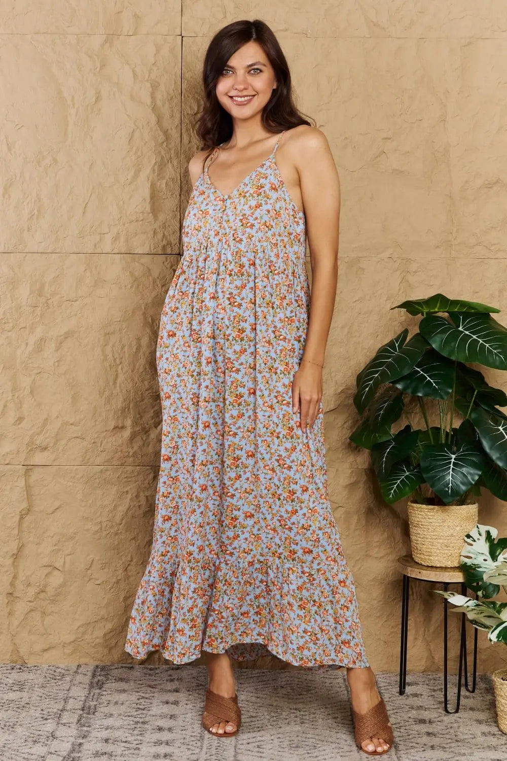 HEYSON Take Your Chances Full Size Floral Halter Neck Maxi Dress - Sweet Wildflower Boutique