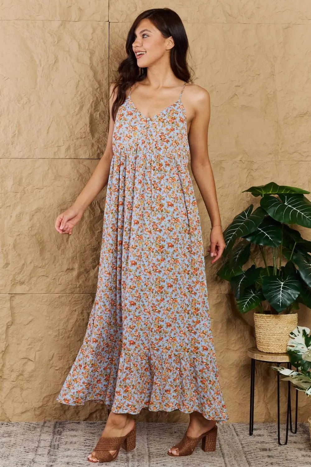 HEYSON Take Your Chances Full Size Floral Halter Neck Maxi Dress - Sweet Wildflower Boutique