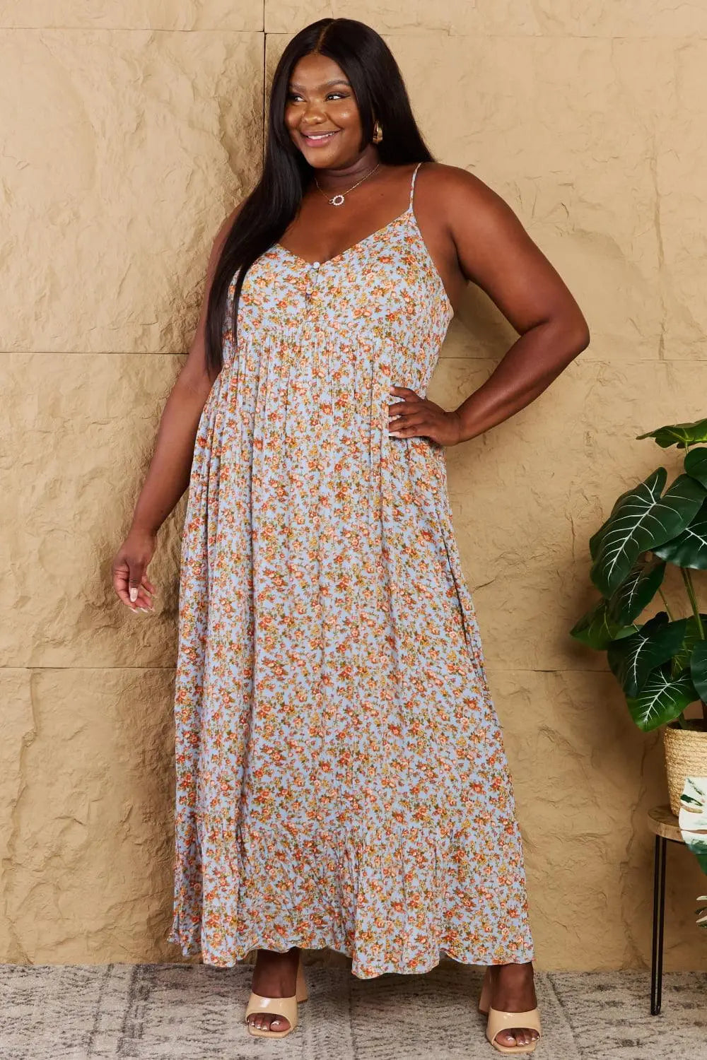 HEYSON Take Your Chances Full Size Floral Halter Neck Maxi Dress - Sweet Wildflower Boutique