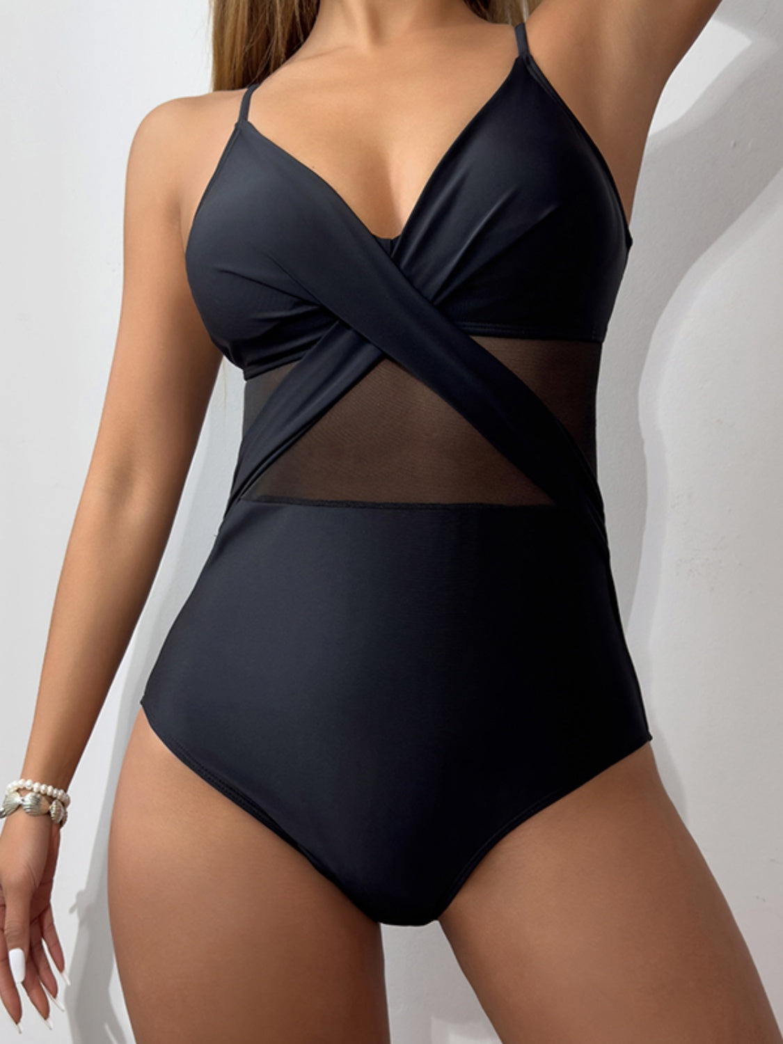 V-Neck Spaghetti Strap One-Piece Swimwear