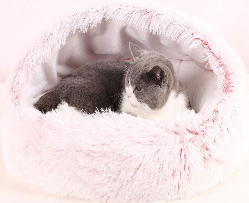 Crystal velvet warm round half-pack cat bed