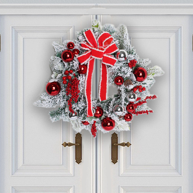 New Flocking Wreath Outdoor Decoration Door Hanging Christmas Wreath Rattan