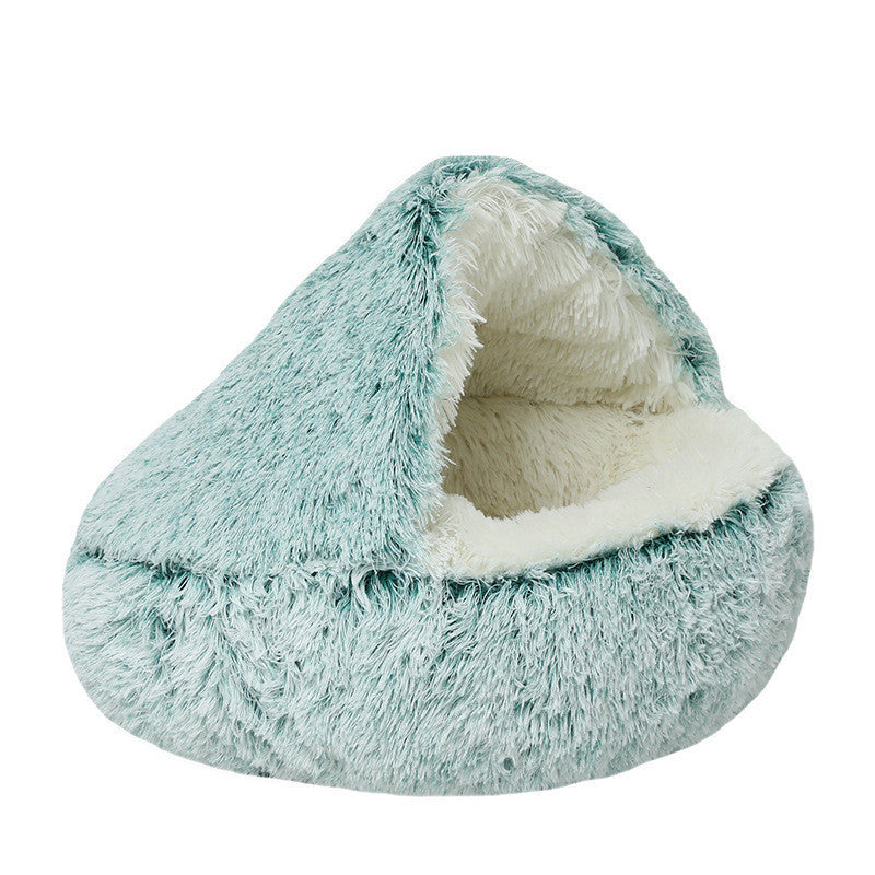 Crystal velvet warm round half-pack cat bed