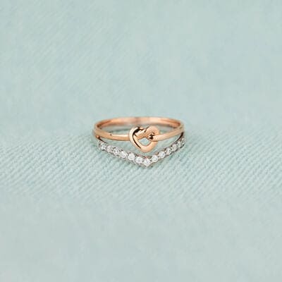 Knotted Heart Shape Inlaid Zircon Ring