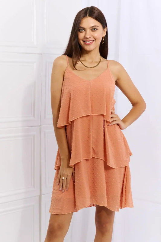 Culture Code By The River Full Size Cascade Ruffle Style Cami Dress in Sherbet - Sweet Wildflower Boutique