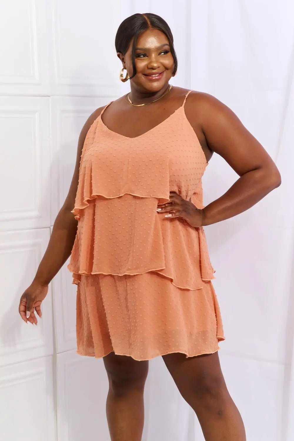 Culture Code By The River Full Size Cascade Ruffle Style Cami Dress in Sherbet - Sweet Wildflower Boutique