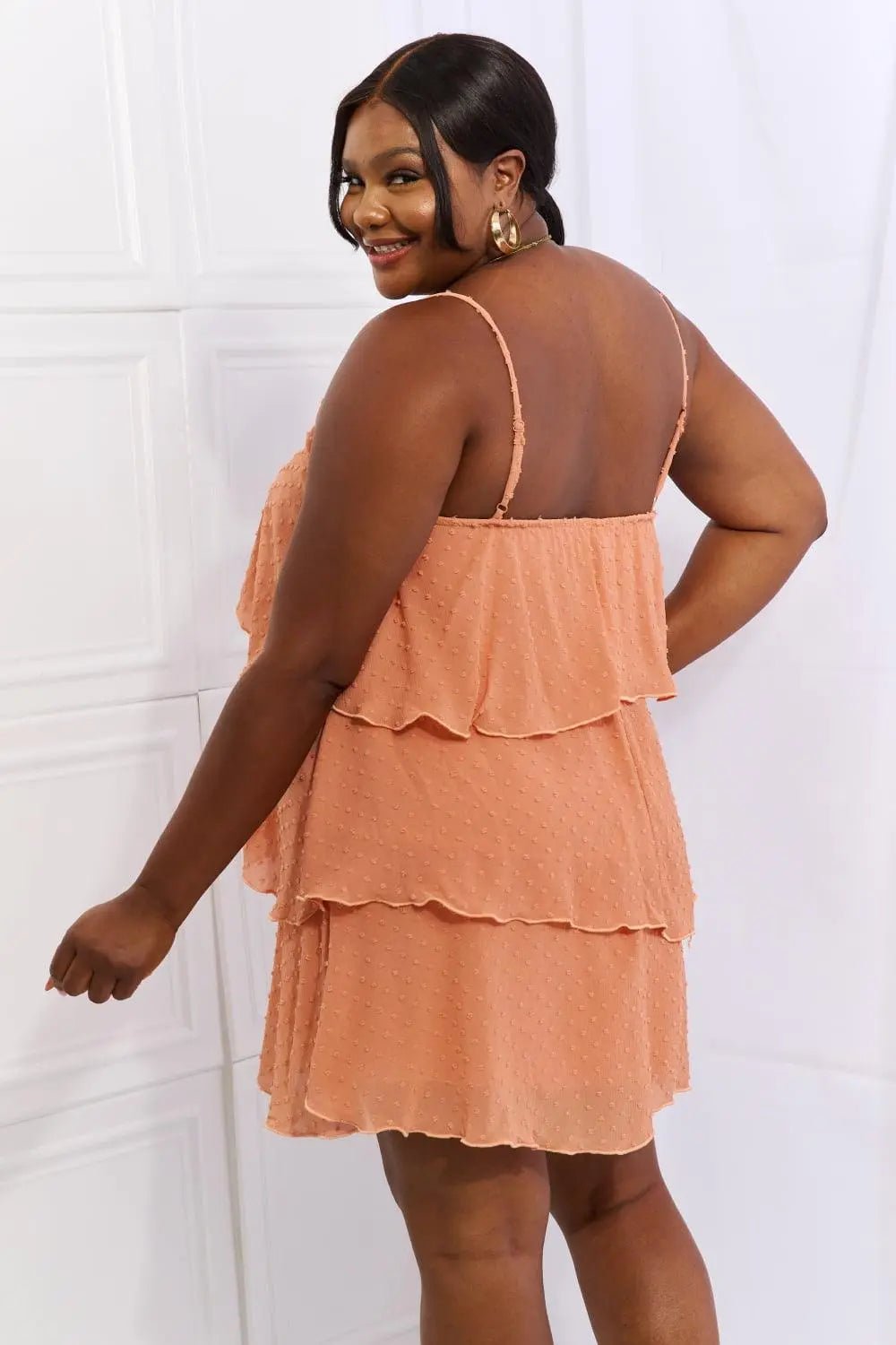 Culture Code By The River Full Size Cascade Ruffle Style Cami Dress in Sherbet - Sweet Wildflower Boutique