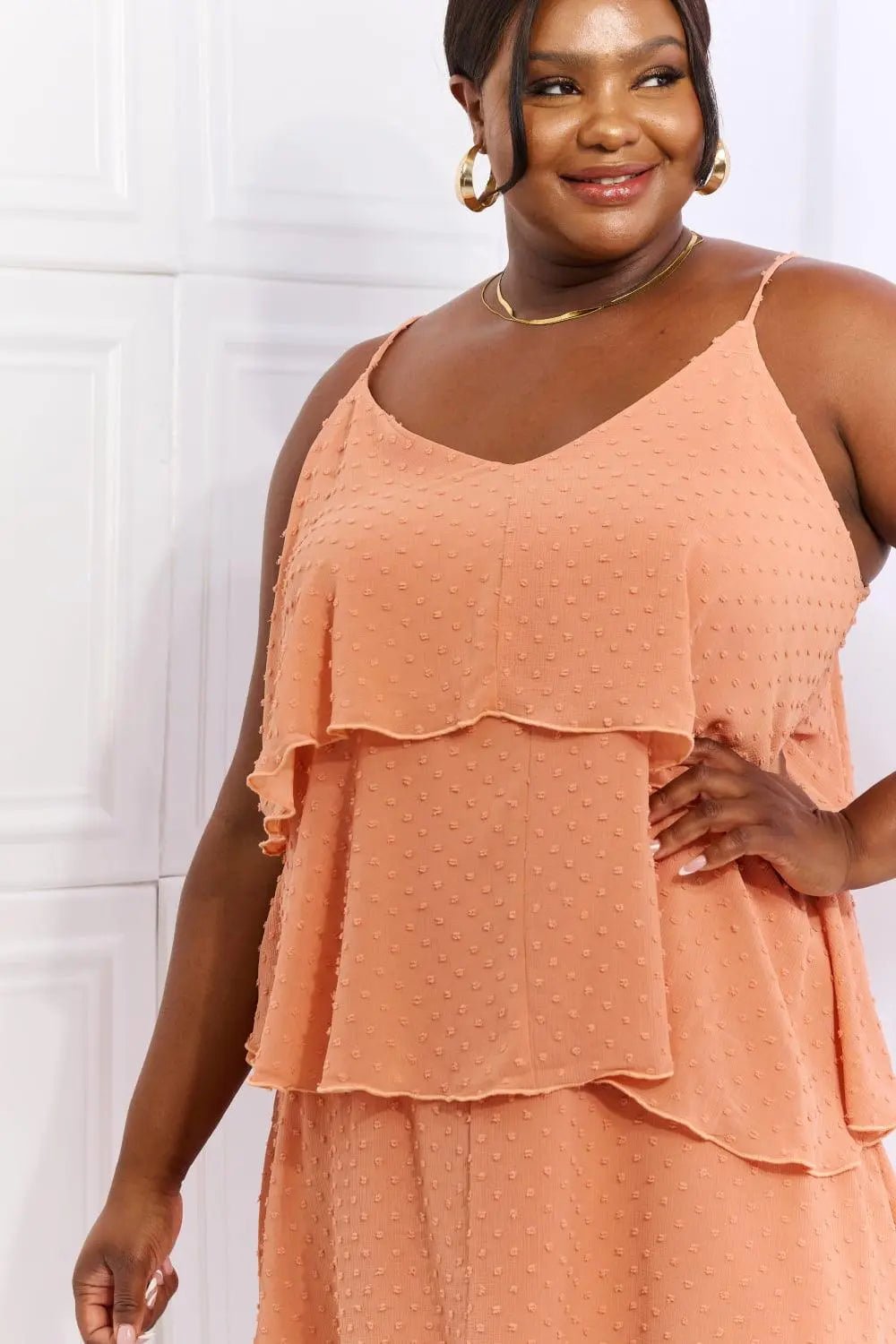 Culture Code By The River Full Size Cascade Ruffle Style Cami Dress in Sherbet - Sweet Wildflower Boutique