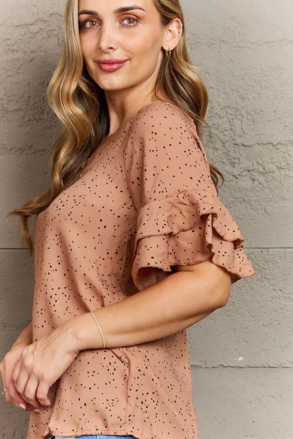 Hailey & Co Darling Delights Polka Dot Woven Top - Sweet Wildflower Boutique