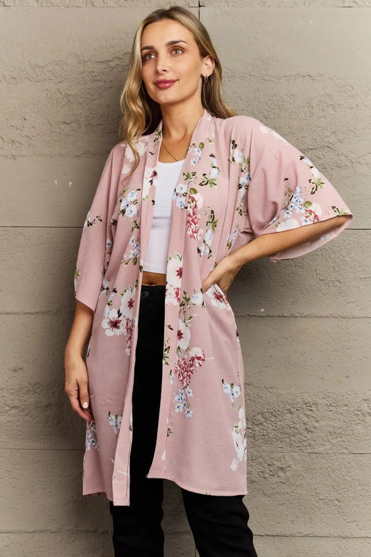 Justin Taylor Aurora Rose Floral Kimono - Sweet Wildflower Boutique