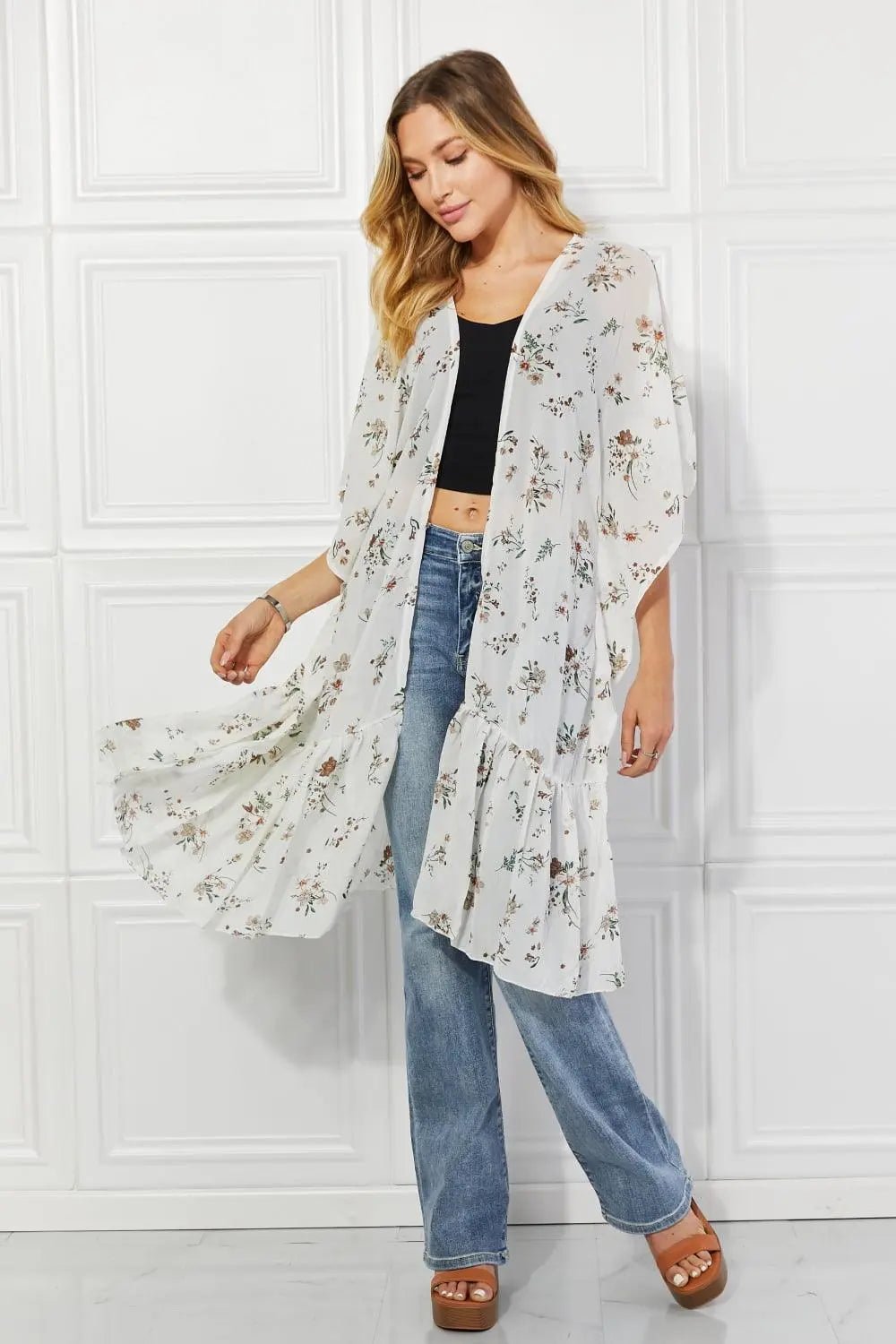 Justin Taylor Meadow of Daisies Floral Kimono - Sweet Wildflower Boutique