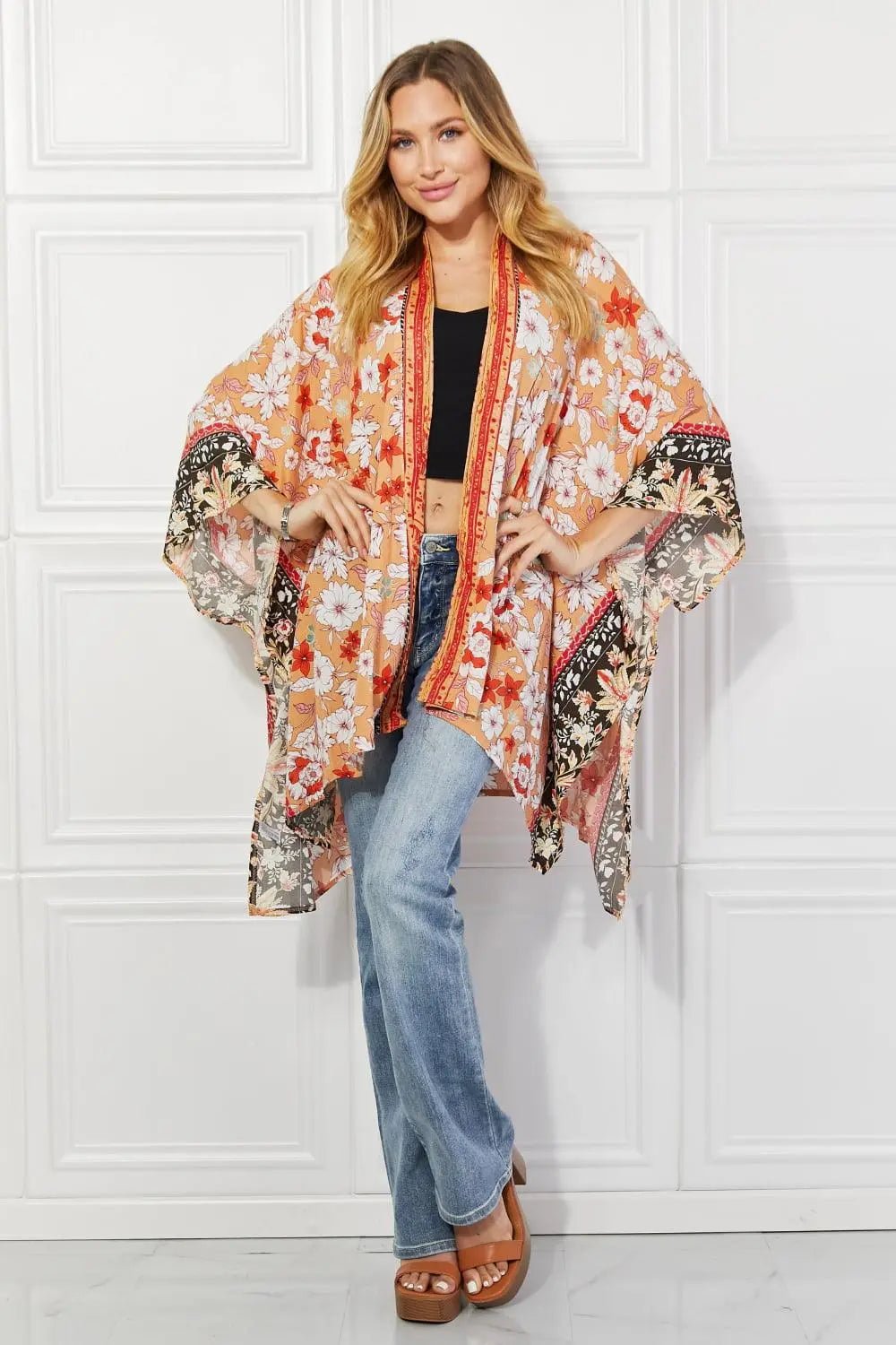 Justin Taylor Peachy Keen Cover-Up Kimono - Sweet Wildflower Boutique