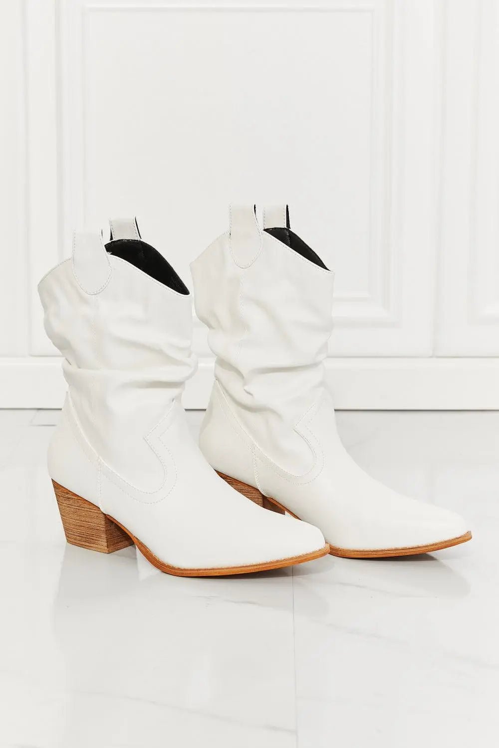 MMShoes Better in Texas Scrunch Cowboy Boots in White - Sweet Wildflower Boutique