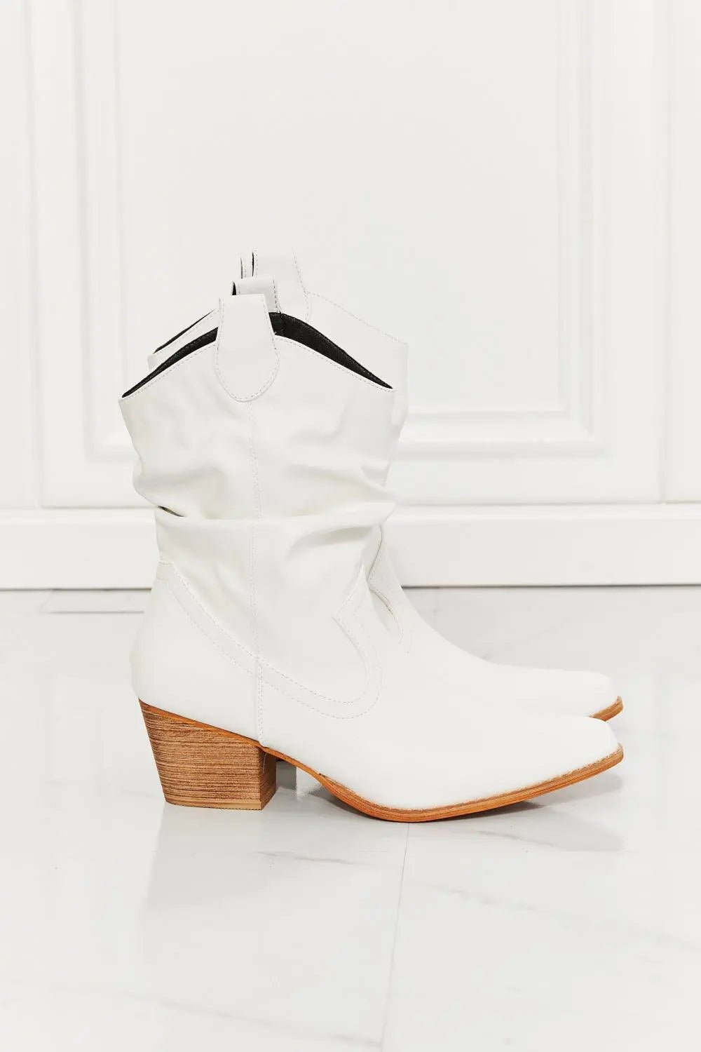 MMShoes Better in Texas Scrunch Cowboy Boots in White - Sweet Wildflower Boutique