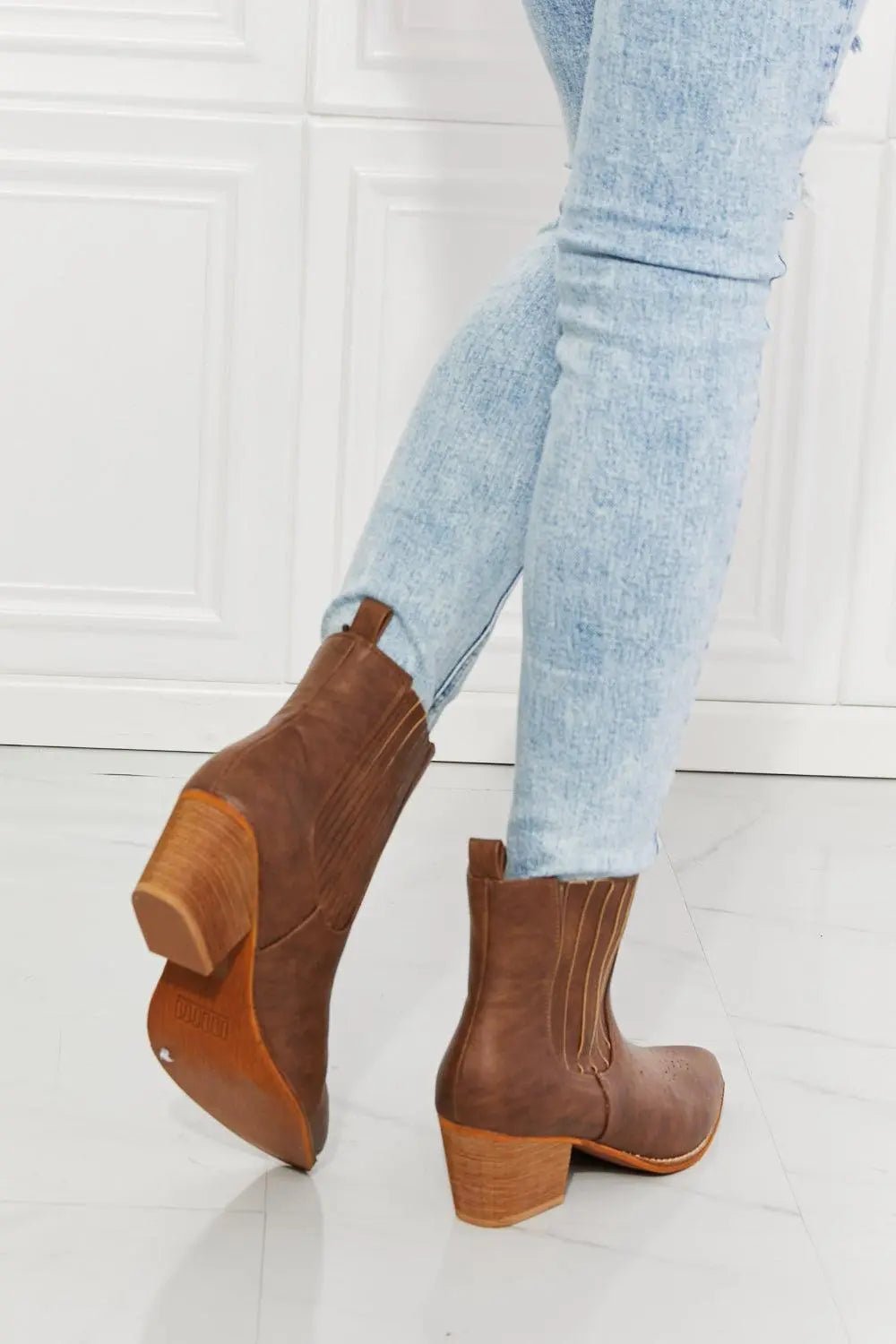 MMShoes Love the Journey Stacked Heel Chelsea Boot in Chestnut - Sweet Wildflower Boutique