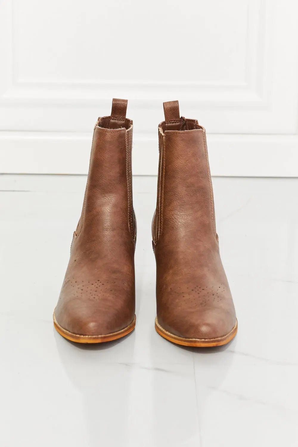 MMShoes Love the Journey Stacked Heel Chelsea Boot in Chestnut - Sweet Wildflower Boutique