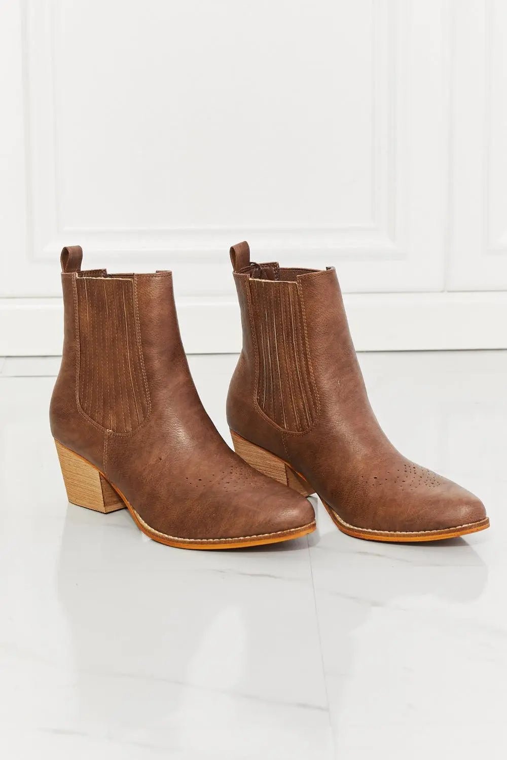 MMShoes Love the Journey Stacked Heel Chelsea Boot in Chestnut - Sweet Wildflower Boutique