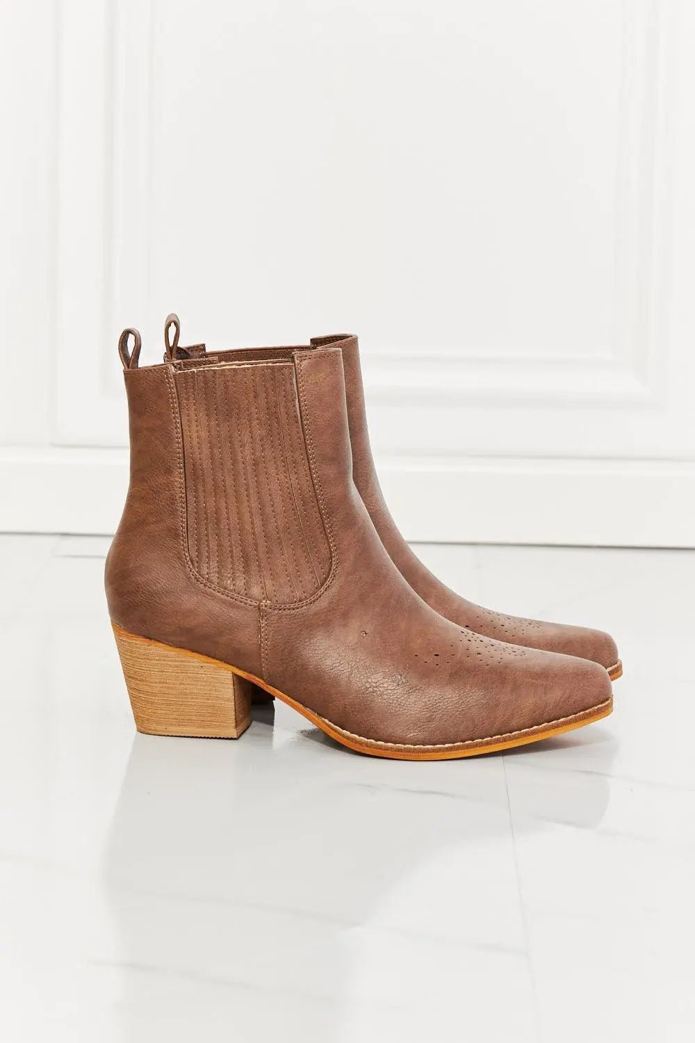 MMShoes Love the Journey Stacked Heel Chelsea Boot in Chestnut - Sweet Wildflower Boutique