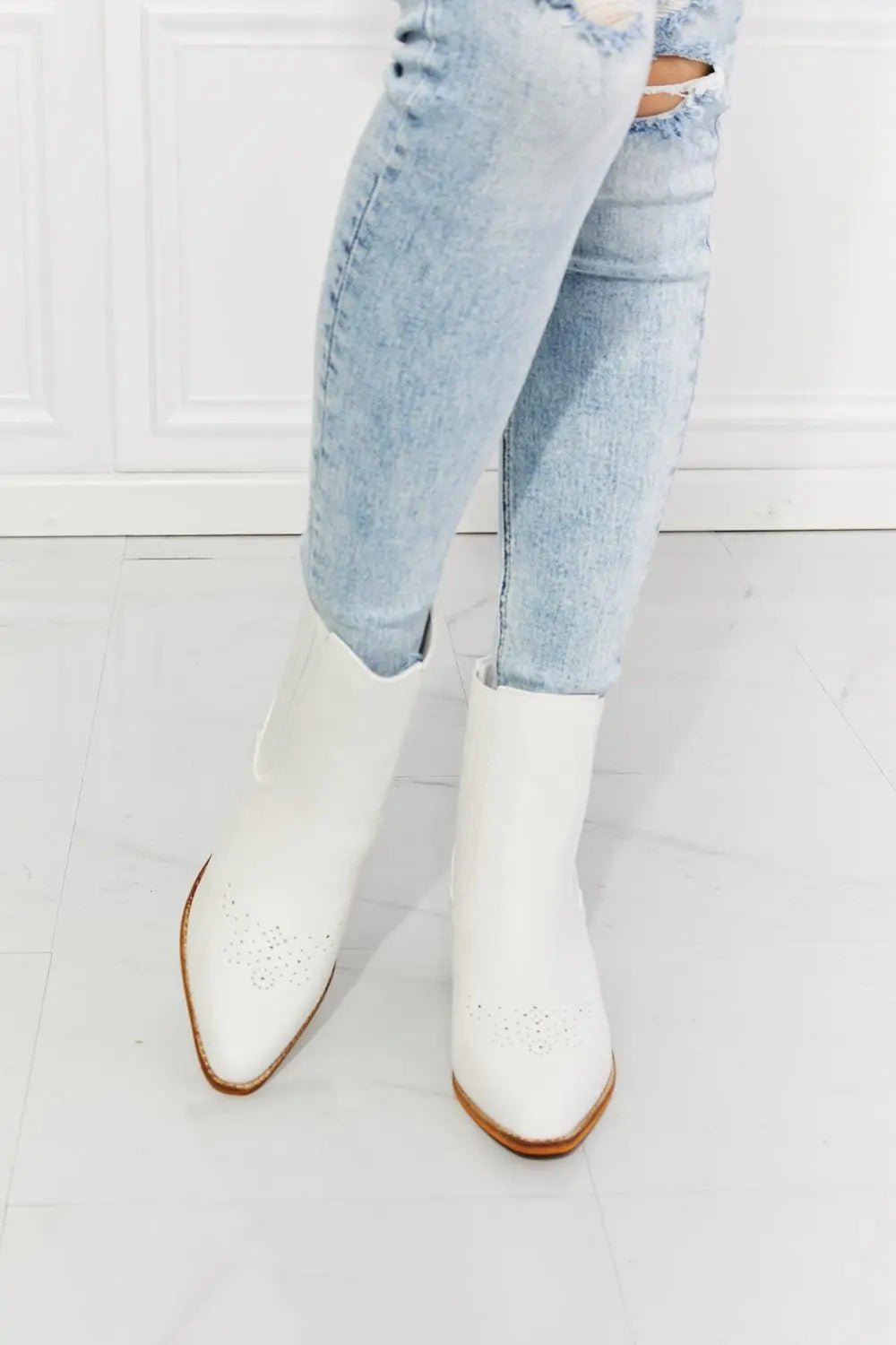 MMShoes Love the Journey Stacked Heel Chelsea Boot in White - Sweet Wildflower Boutique