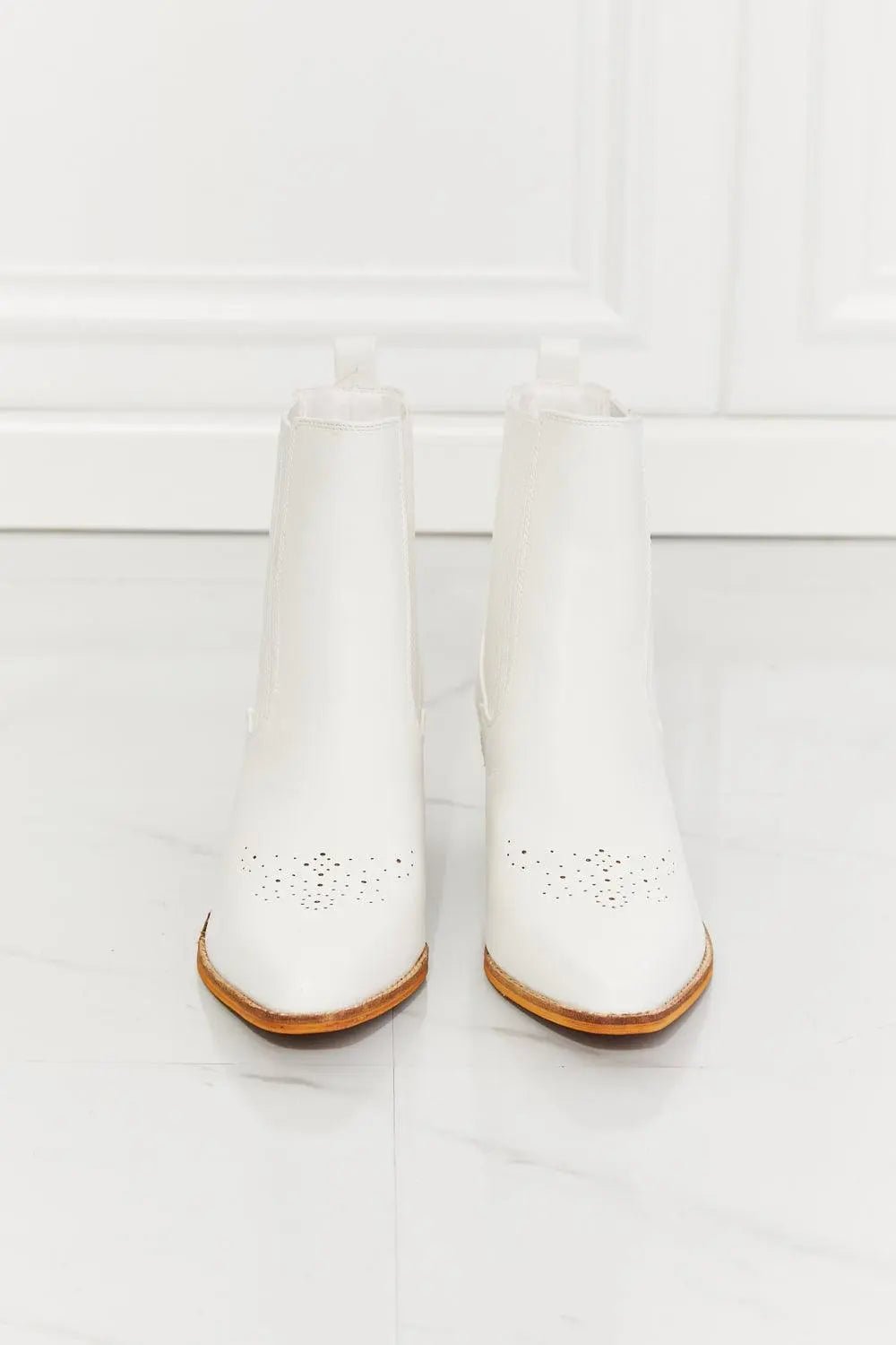 MMShoes Love the Journey Stacked Heel Chelsea Boot in White - Sweet Wildflower Boutique