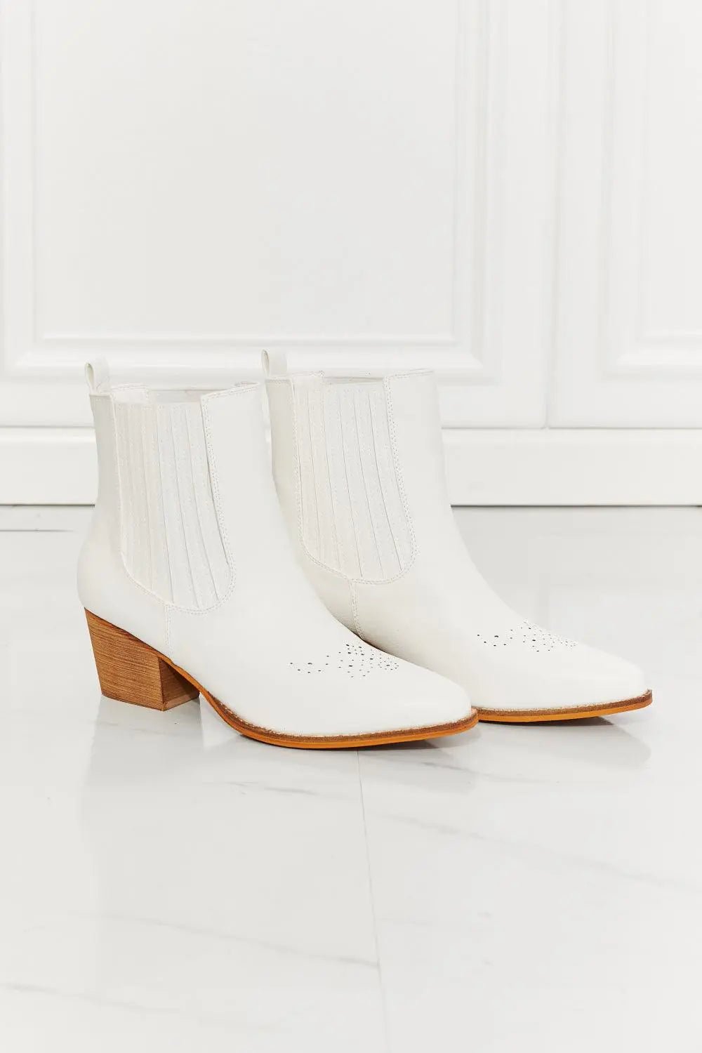 MMShoes Love the Journey Stacked Heel Chelsea Boot in White - Sweet Wildflower Boutique