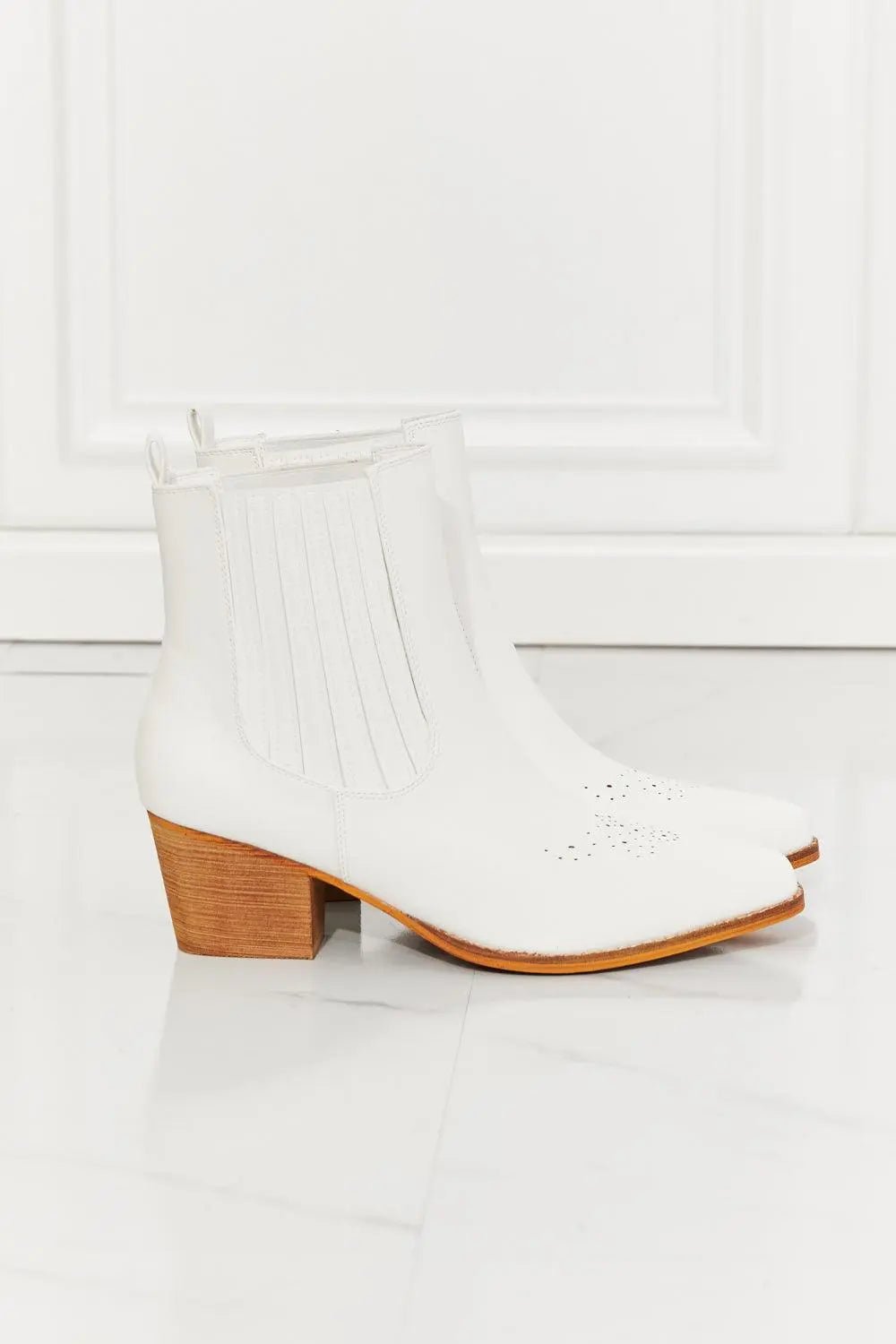 MMShoes Love the Journey Stacked Heel Chelsea Boot in White - Sweet Wildflower Boutique