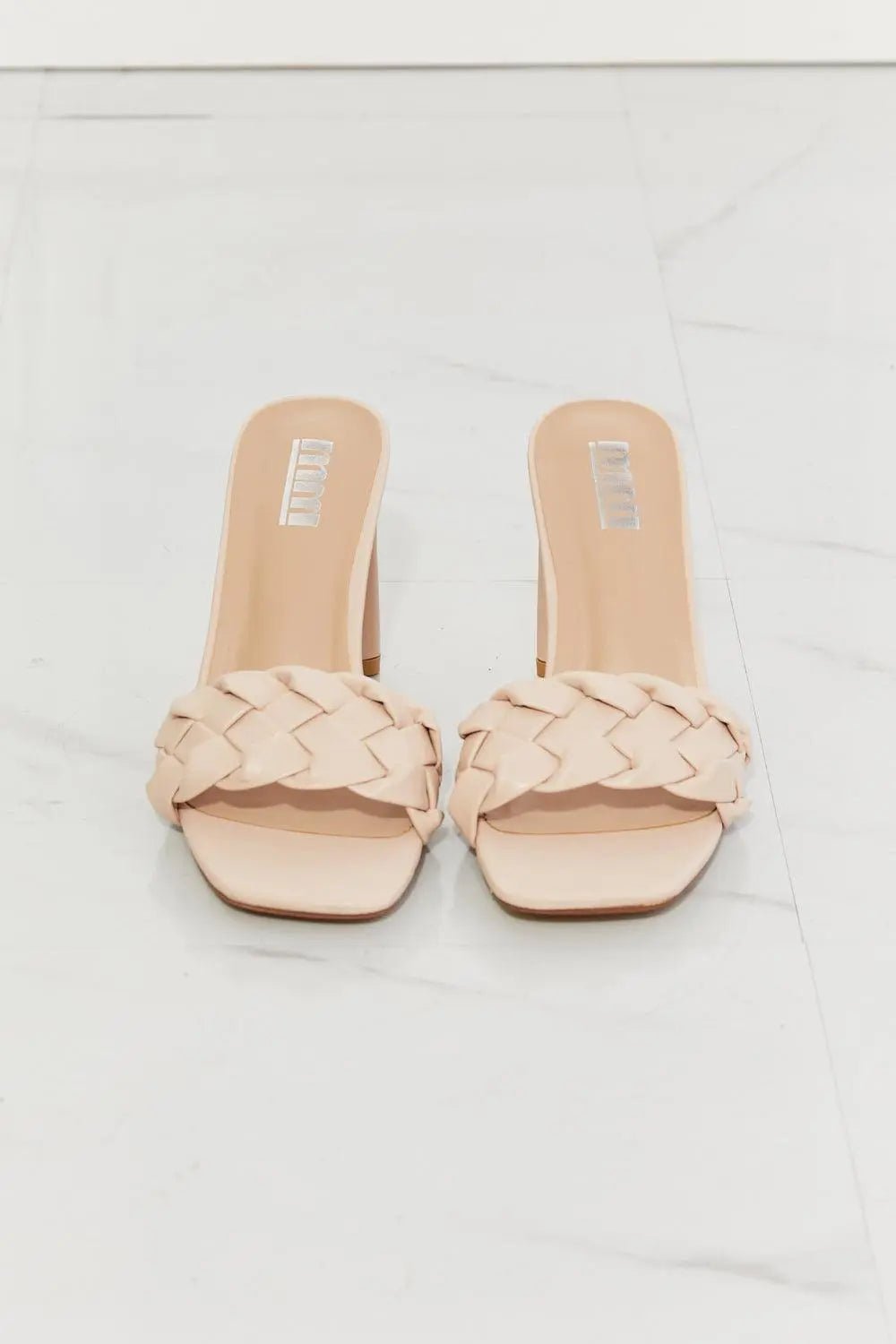 MMShoes Top of the World Braided Block Heel Sandals in Beige - Sweet Wildflower Boutique