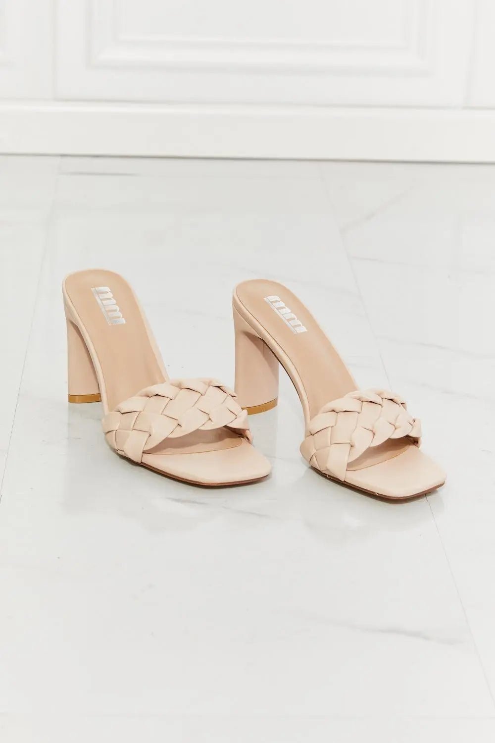 MMShoes Top of the World Braided Block Heel Sandals in Beige - Sweet Wildflower Boutique