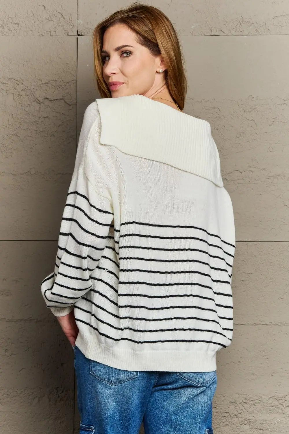 Sew In Love Make Me Smile Striped Oversized Knit Top - Sweet Wildflower Boutique