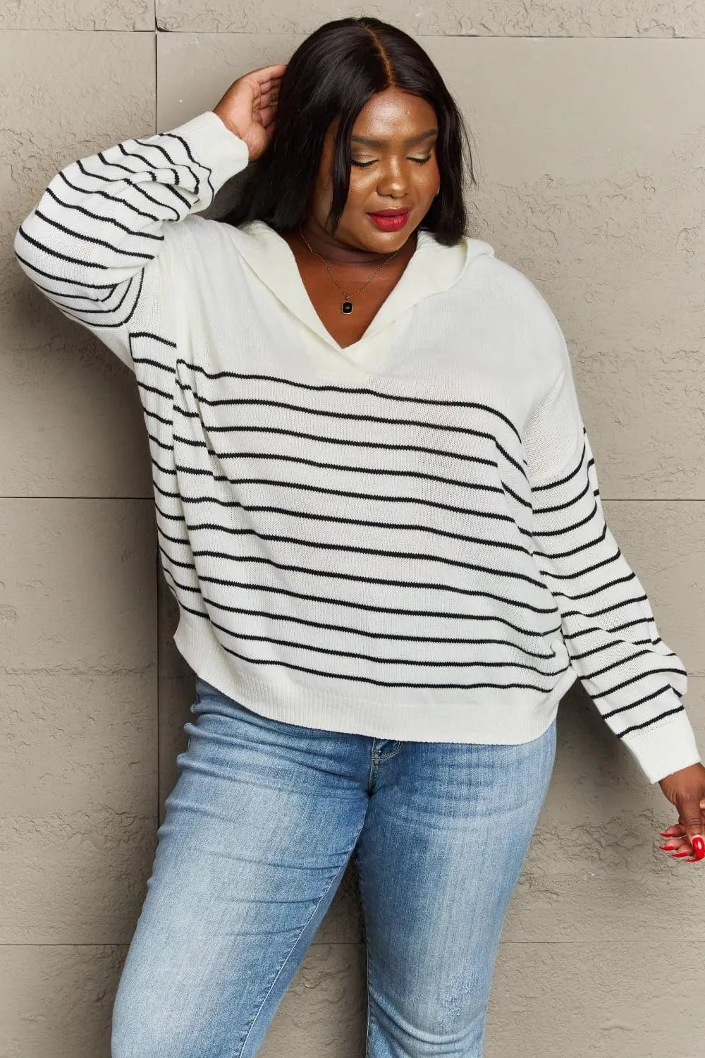 Sew In Love Make Me Smile Striped Oversized Knit Top - Sweet Wildflower Boutique