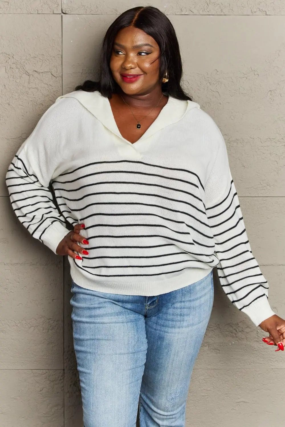 Sew In Love Make Me Smile Striped Oversized Knit Top - Sweet Wildflower Boutique