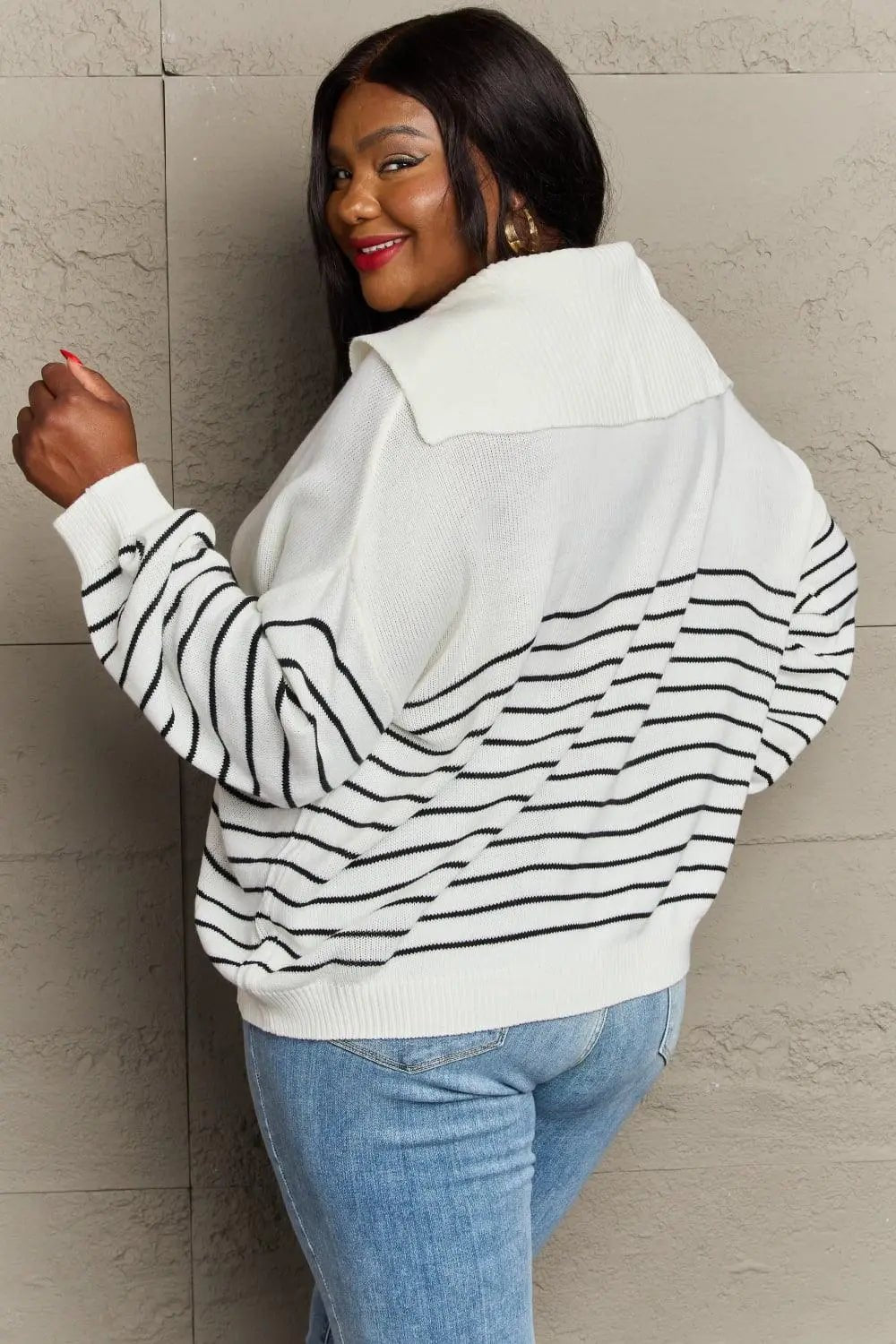 Sew In Love Make Me Smile Striped Oversized Knit Top - Sweet Wildflower Boutique